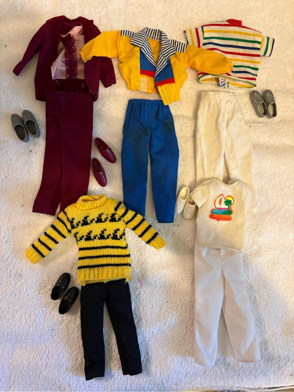 Vintage Ken Barbie Doll Clothes Lot Outfits Pants Shirts Sweater Shoes 1980s 90s